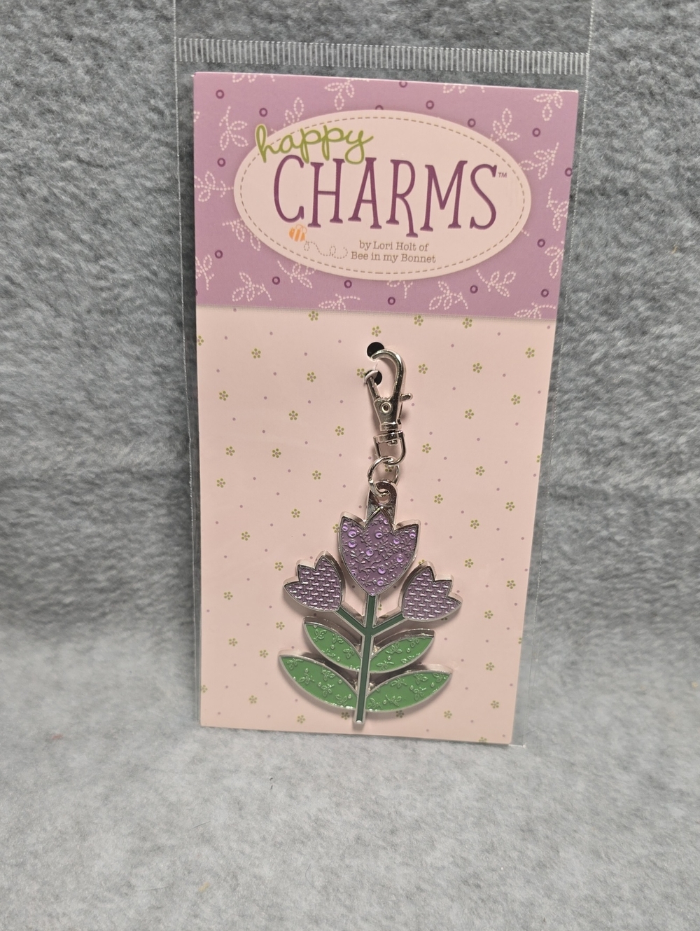 Purple & Green Tulip Enamel Keychain/Bag Charm